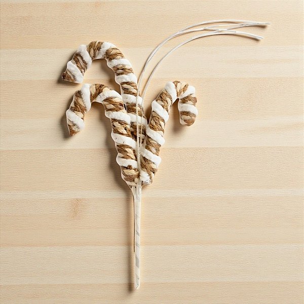 Enfeite Decorativo de Natal - Bengala Doce Bege e Branco - 22x10cm - 1 unidade - Rizzo