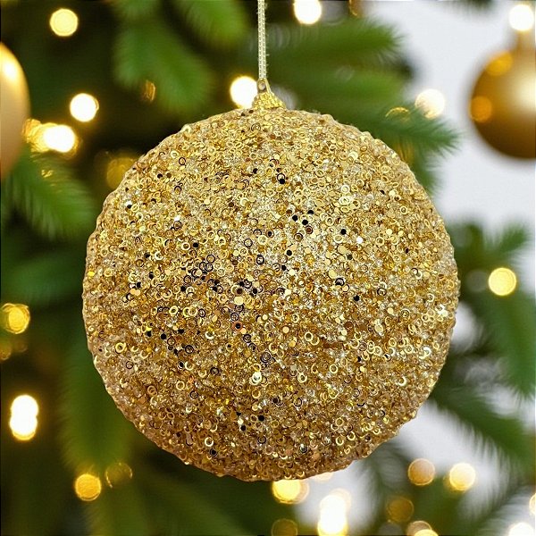 Bola de Natal - Ouro com Anéis - 15cm - 1 unidade - Rizzo