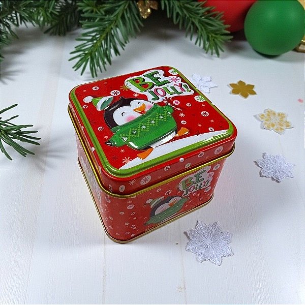 Lata de Metal de Natal - Be Jolly! - 7,5x7x6cm - 1 unidade - Rizzo