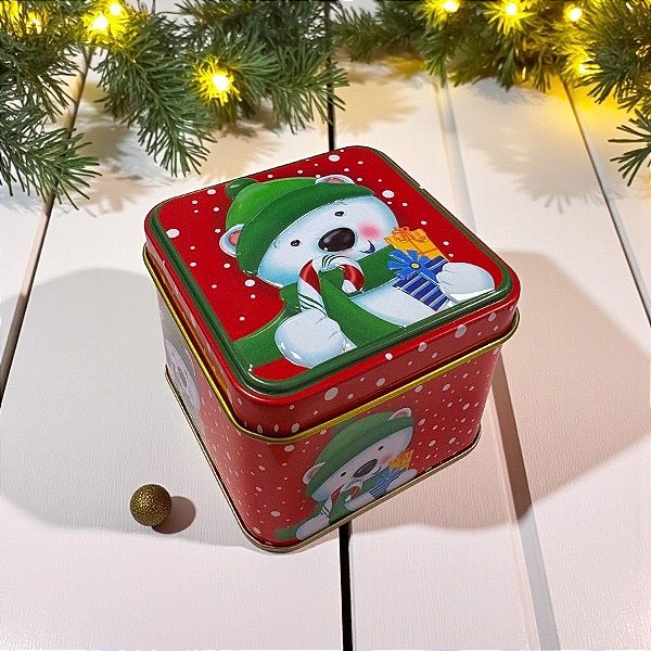 Lata de Metal de Natal - Urso Polar - 7,5x7x6cm - 1 unidade - Rizzo