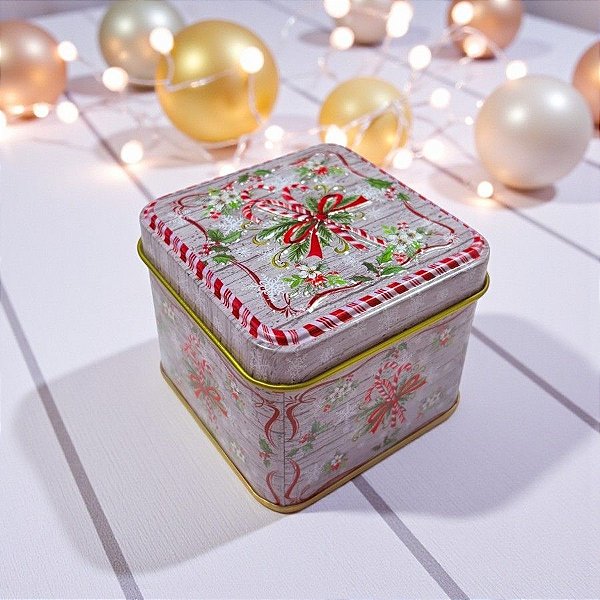 Lata de Metal de Natal - Sugar Cane - 7,5x7x6cm - 1 unidade - Rizzo