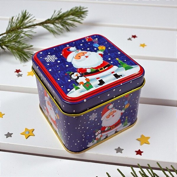 Lata de Metal de Natal - Noel Equilibrista -7,5x7x6cm - 1 unidade - Rizzo