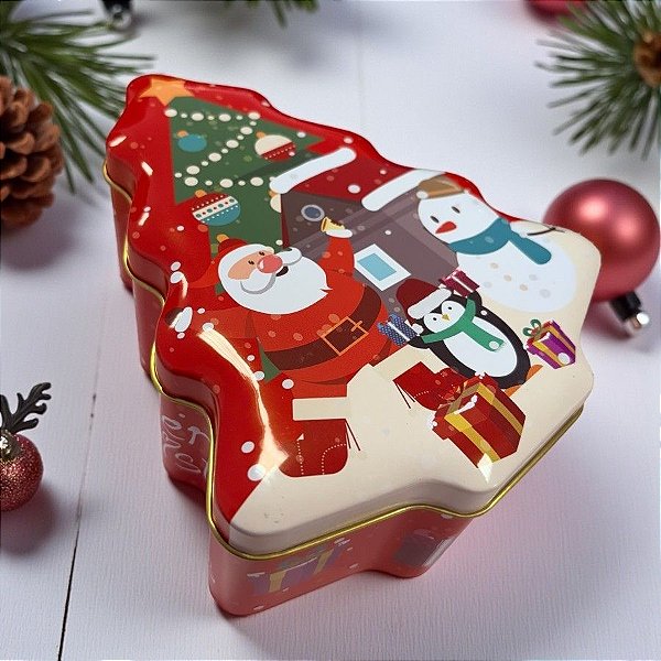 Lata de Metal de Natal - Árvore De Natal Personagens - 18x15x6cm - 1 unidade - Rizzo