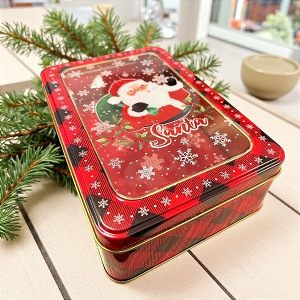 Lata De Metal De Natal Com Visor - Santa - 19x13x5,7cm - 1 unidade - Rizzo
