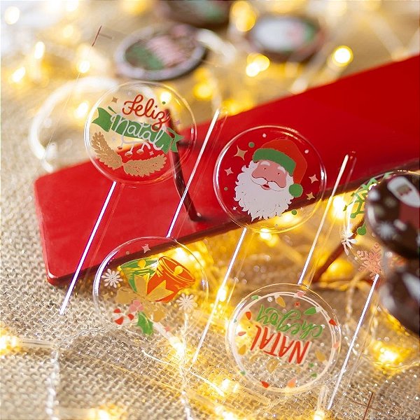 Blister Decorado com Transfer Para Chocolate - Pirulito de Natal - BLN 0203 - 1 unidade - Stalden - Rizzo