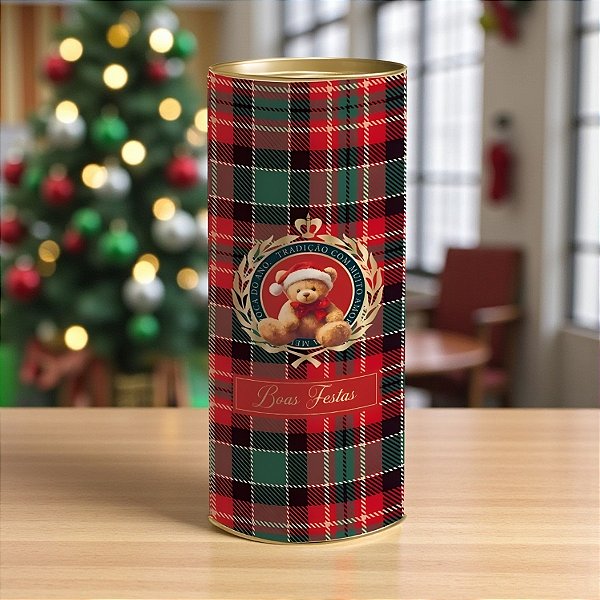 Lata para Presente Rígida - Magia Infinita Urso Natal - P 9,5x20x9,5cm - 1 unidade - Cromus - Rizzo