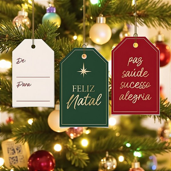 Tags Decorativa de Natal - Desejos Natalinos - 8x5cm - 12 unidades - Cromus - Rizzo