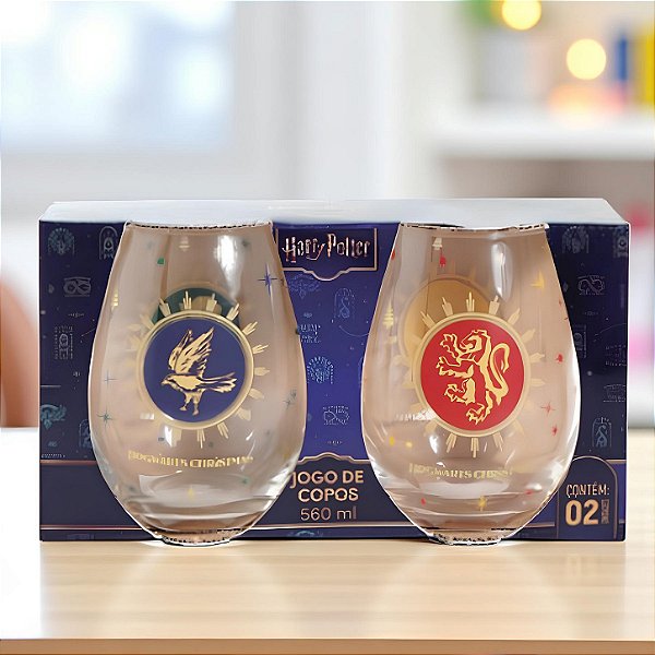 Copos de Vidro - Hogwarts Christimas - Harry Potter - 560ml - 2 unidades - Cromus - Rizzo