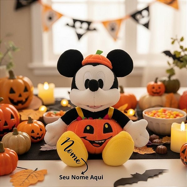 Pelúcia Mickey Abóbora Personalizado - 30cm - 1 unidade - Disney Original - Rizzo