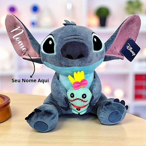 Pelúcia Stitch Com Scrump Bordado Personalizado - 33cm - 1 unidade - Disney Original - Rizzo