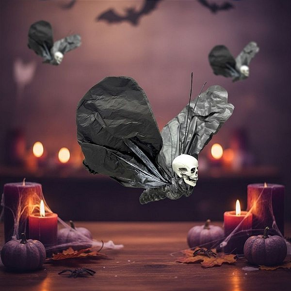 Enfeite Para Pendurar De Halloween - Borboleta Caveira - 31x38x5,5cm - 1 unidade - Florarte  - Rizzo