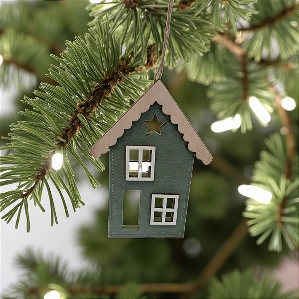 Enfeite Para Pendurar de Natal - Casinha Verde - 15x10x1cm - 1 unidade - Cromus - Rizzo