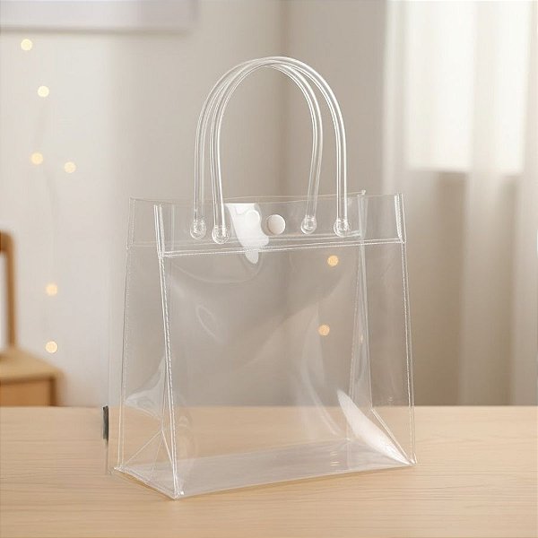 Sacola Transparente Botão - 20x20x8cm - 12 unidades - Rizzo