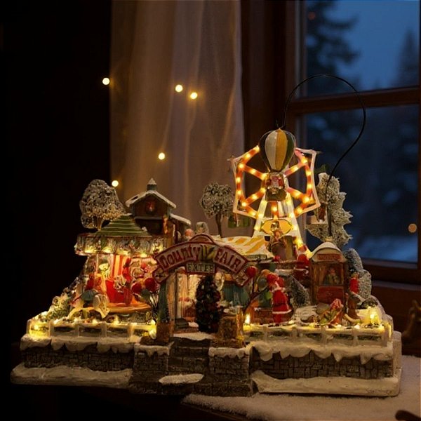 Cenário De Natal - Parque de Diversão com Som , Luz e Movimento - 44x39,5x34cm - RZO02320 - 1 unidade - Rizzo