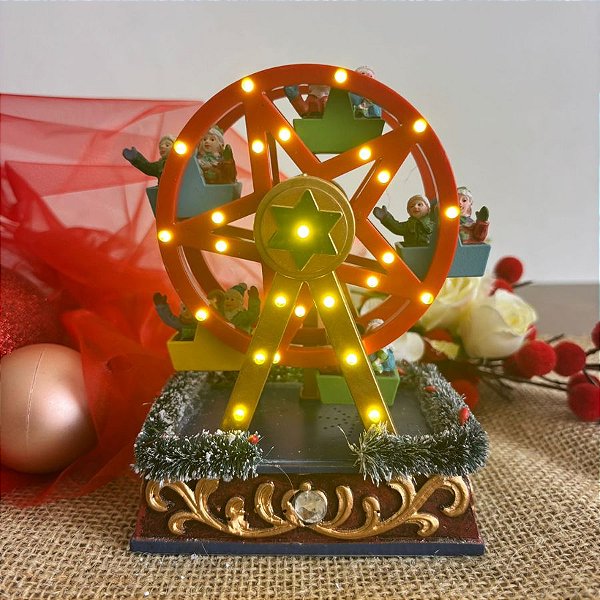 Cenário De Natal - Mini Roda Gigante com Som , Luz e Movimento - 11,5x8,5x15cm - 1 unidade - Rizzo