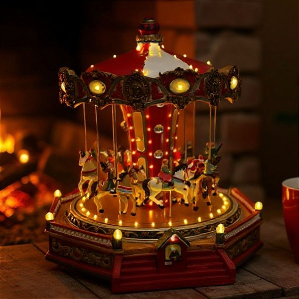 Cenário De Natal - Carrossel com Som , Luz e Movimento - 34x36x35cm - 1 unidade - Rizzo