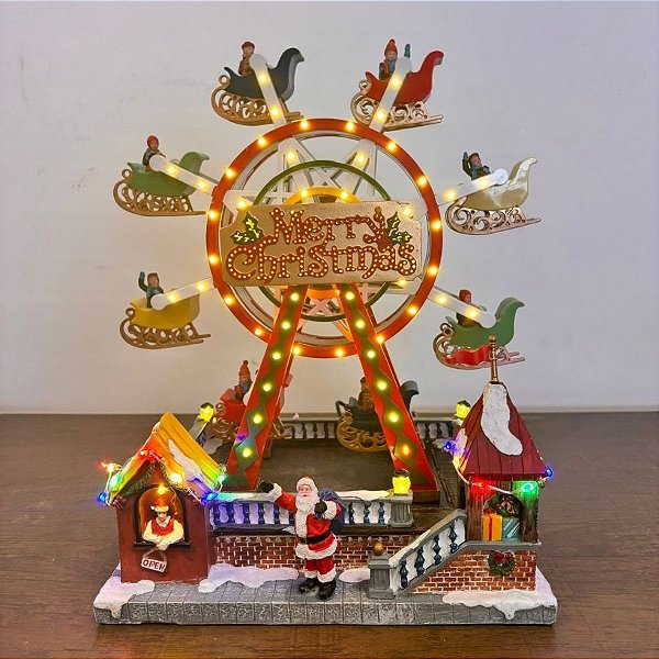 Cenário De Natal - Roda Gigante com Som , Luz e Movimento - 25,5x19,5x33,5cm - 1 unidade - Rizzo