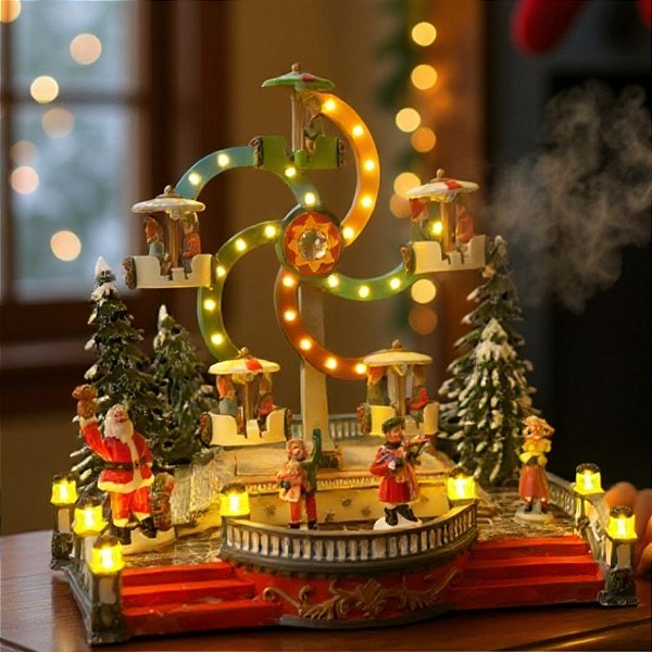 Cenário De Natal - Roda Gigante com Som , Luz e Movimento - 24x17x22cm - 1 unidade - Rizzo