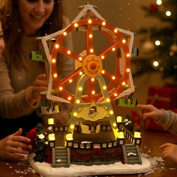 Cenário De Natal - Roda Gigante com Som , Luz e Movimento - 19,5x14x24,5cm - 1 unidade - Rizzo