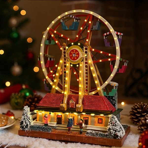 Cenário De Natal - Roda Gigante com Som , Luz e Movimento - 29,5x24,5x33cm - 1 unidade - Rizzo