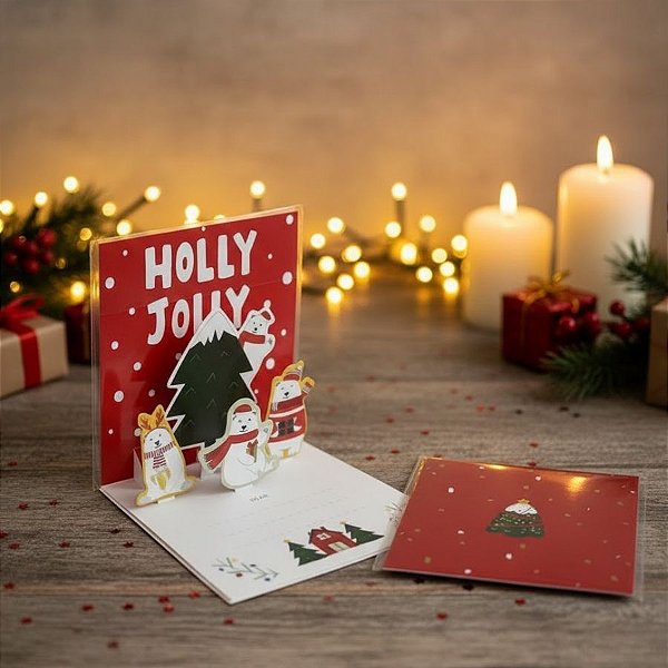 Cartão de Natal 3D - Árvore De Natal - 11x11cm - 1 unidade - Artlille  - Rizzo