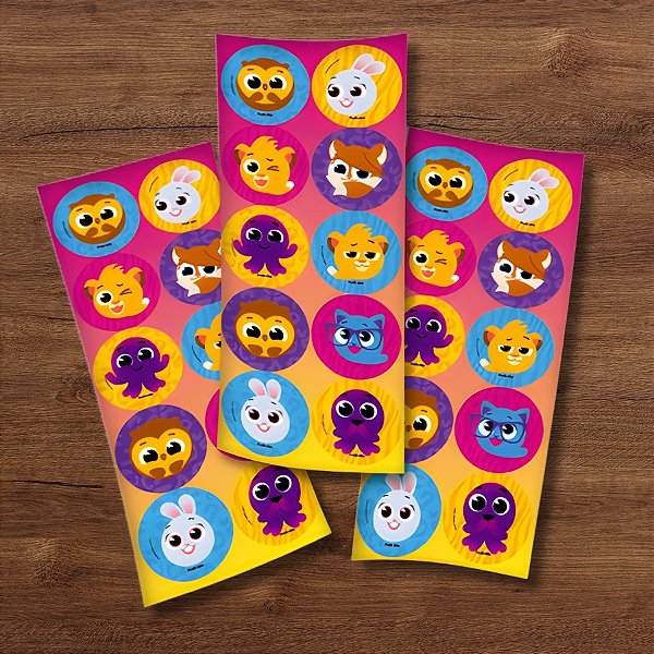 Adesivo Redondo - Bolofofos - 4x4cm - 30 unidades - Festcolor - Rizzo