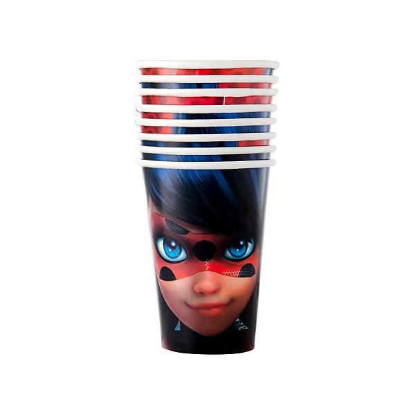 Copos de Papel 180 ml Lady Bug - Festa Miracolous - 10x6cm - 8 unidades - Regina - Rizzo