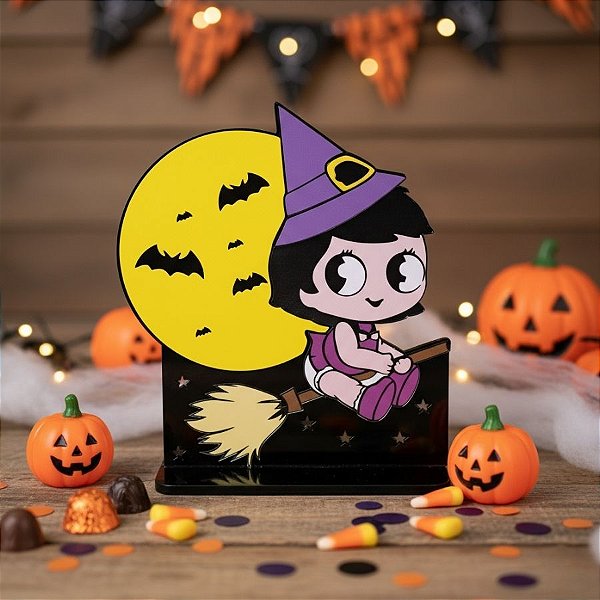 Display de Mesa em MDF - Bruxinha - Roxo - 20x23x8cm - 1 unidade - Rizzo
