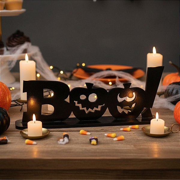 Display de Mesa em MDF - Boo! - Preto - 28,5x11x5cm - 1 unidade - Rizzo