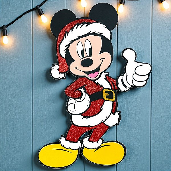 Painel Decorativo - Natal Mickey Mouse Glitter - 35x53cm - 1 unidade - Disney Original - Rizzo