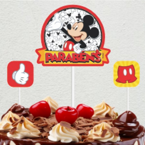 Topo de Bolo - Mickey Mouse - 3 unidades - Disney Original - Rizzo