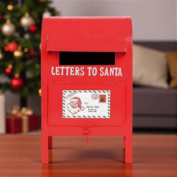 Enfeite Decorativo de Natal - Caixa de Correio Vermelha "Letters To Santa"- 23x14x11cm - 1 unidade - Cromus - Rizzo