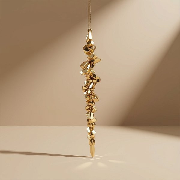 Enfeite de Natal para Pendurar - Sincelo Dourado - 25x4x4cm - 1 unidade - Cromus - Rizzo