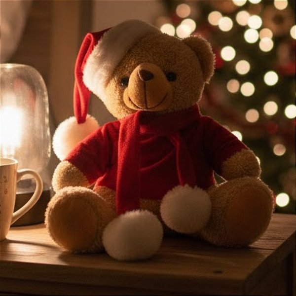 Enfeite Decorativo de Natal - Urso Papai Noel -  25x24,5x16cm - 1 unidade - Cromus - Rizzo