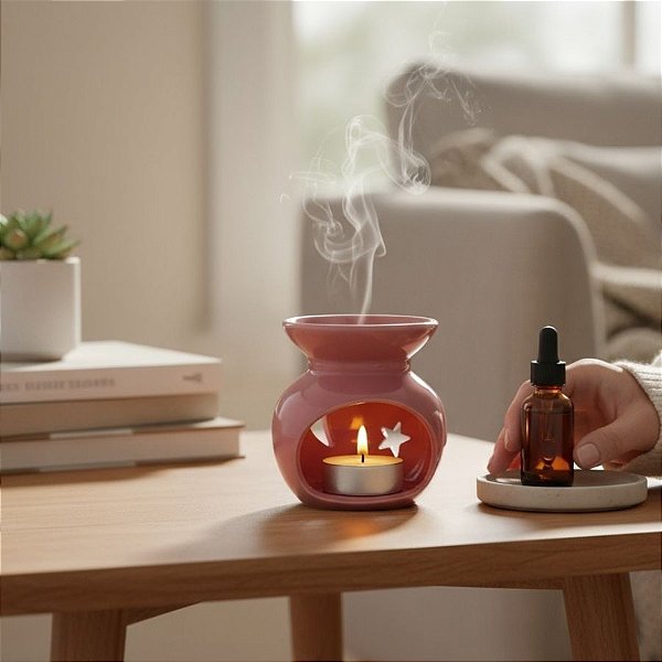 Rechaud Aromatizador de Ambiente - Rosa - 7x7cm - 1 unidade - Rizzo