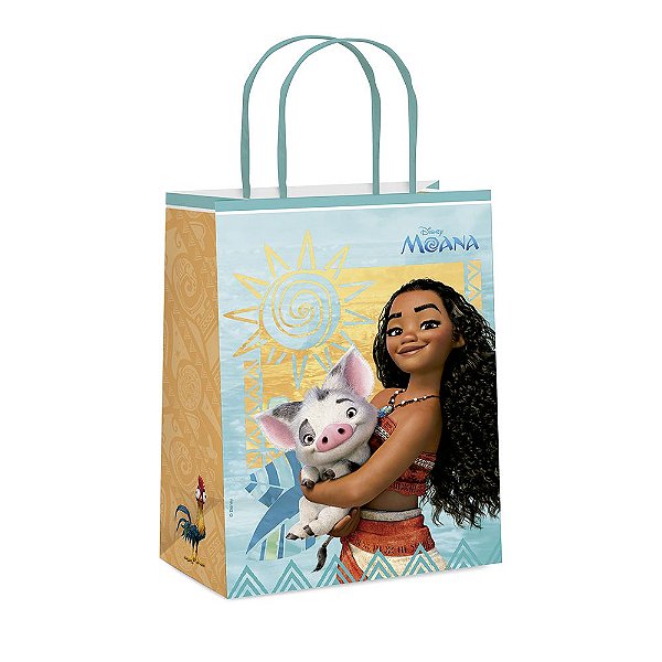 Sacola de Papel Moana M 26cm x 19,5cm x9,5cm - 10 unidades - Cromus - Rizzo Festas