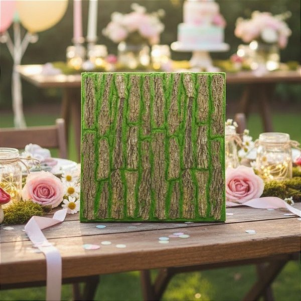 Placa Decorativa De Madeira Com Musgo - 49x49x1cm - 1 unidade - Cromus - Rizzo