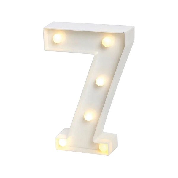 Luminoso Mini Número "7" com LED Amarelo - 16x11x3cm - 1 unidade - Rizzo