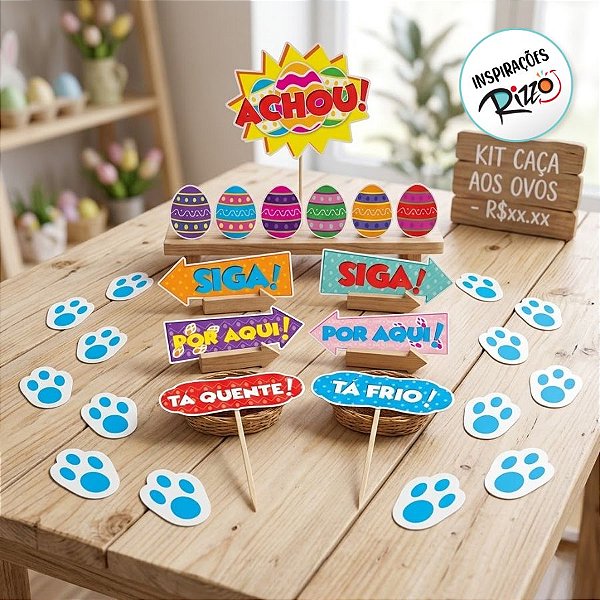 Kit Caça aos Ovos com Plaquinha - 19x25cm - 1 unidade - Rizzo