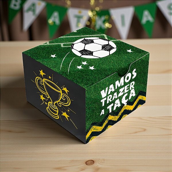 Caixa 4 Doces Quadrada - Futebol - 7,5x6x7,5cm - 10 unidades - Regina - Rizzo