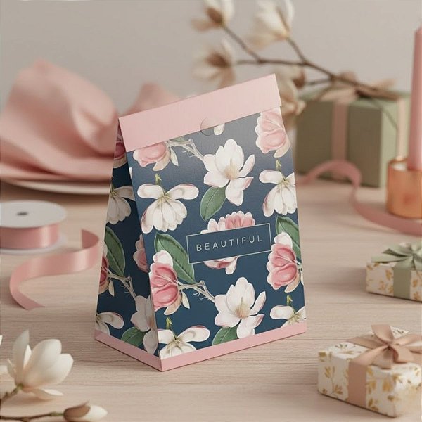 Saco de Papel Para Presentes - Beautiful Magnolia  - 10 unidades - Cromus - Rizzo