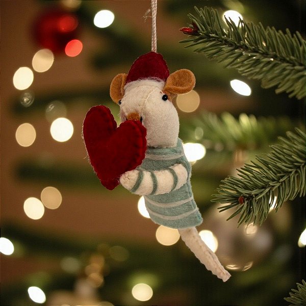 Enfeite Para Pendurar de Natal - Ratinho - 11cm - 1 unidade - Cromus - Rizzo
