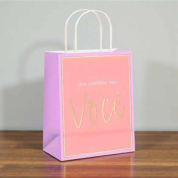 Sacola de Papel - Candy Rosa - P 21,5x15x8cm - 1 unidade - Cromus - Rizzo