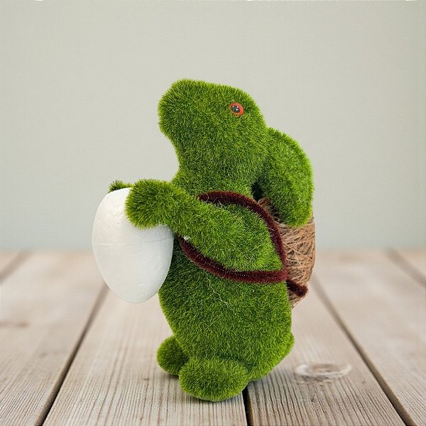 Enfeite Decorativo de Páscoa - Coelho Verde com Cesta e Ovo - 16cm - 1 unidade - Rizzo
