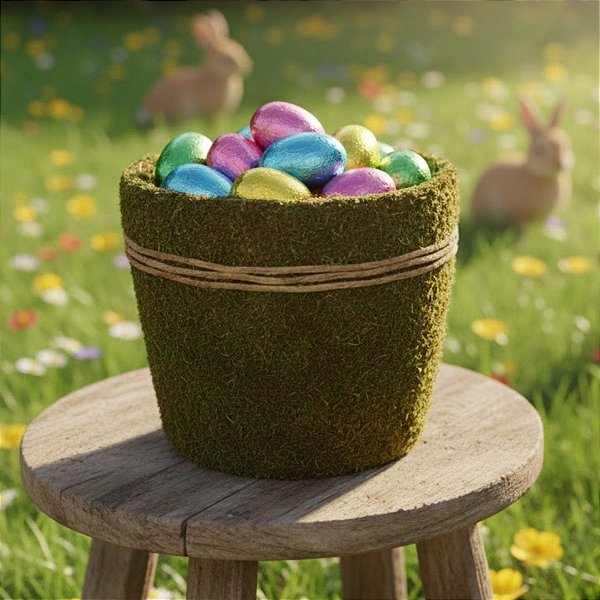 Cesta Decorativa de Musgo - 18,5x20,5cm - 1 unidade - Rizzo