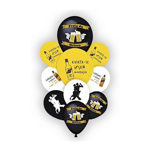 Kit Buque Balões Festa Boteco - Buque com 10 balões  - 1 unidade - Happy Day - Rizzo