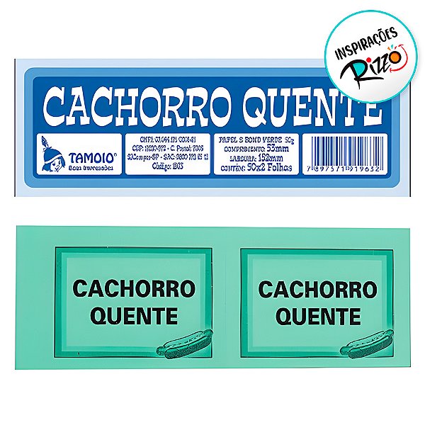 Talão Ficha de Papel - Cachorro Quente - 100 unidades - Rizzo