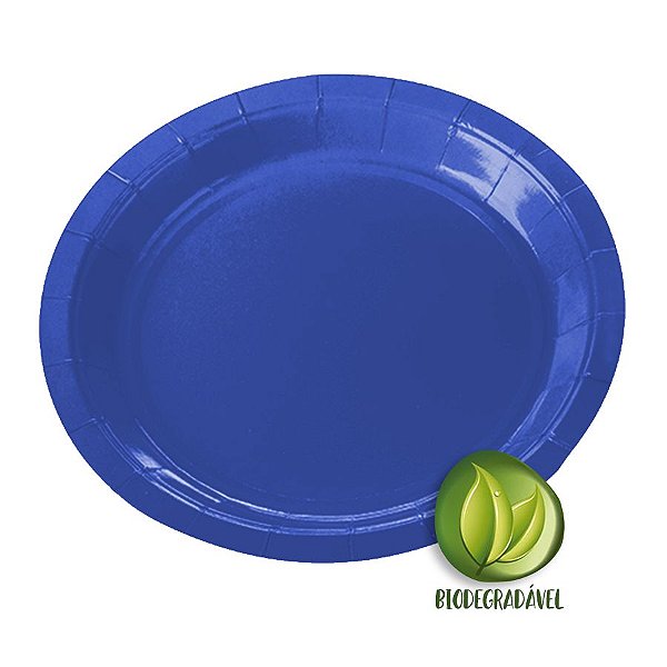 Prato de Papel Biodegradável Azul 18cm - 10 unidades - Silverplastic - Rizzo Embalagens