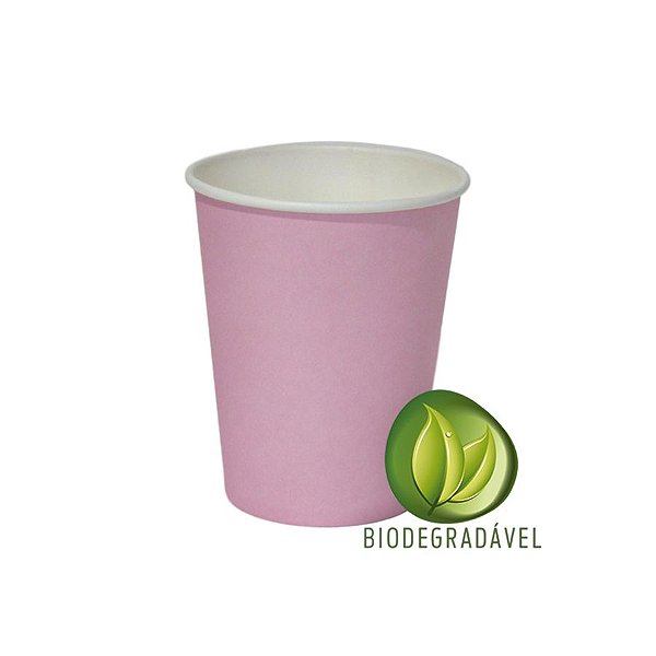 Copo Papel Biodegradável Rosa Bebê 240ml - 10 unidades - Silverplastic - Rizzo Festas