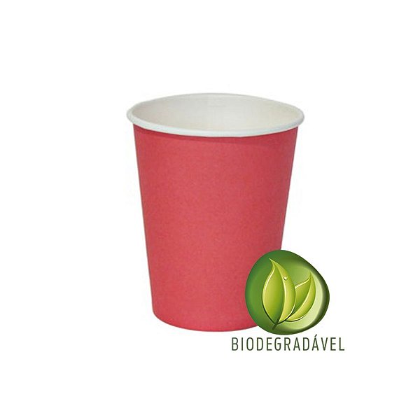 Copo Papel Biodegradável Vermelho 240ml - 10 unidades - Silverplastic - Rizzo Festas